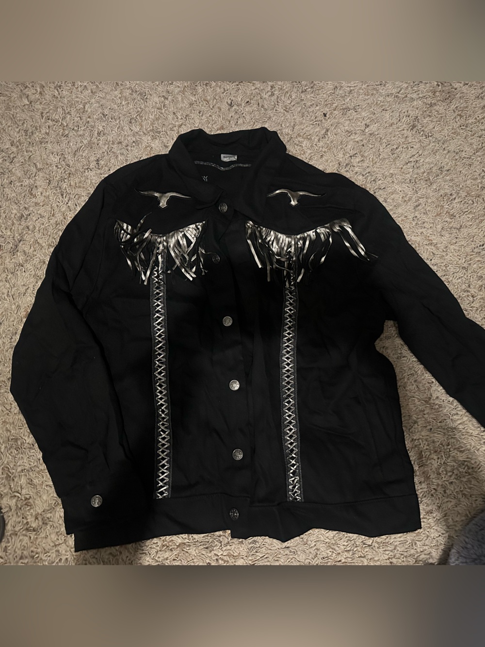 Spirit Halloween Black Jacket with Silver Stitching